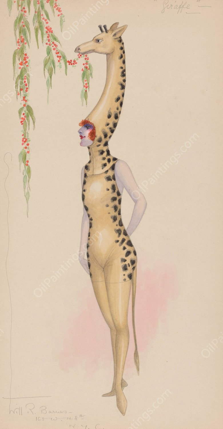 Giraffe  by Will R. Barnes - Hand-Painted Oil Painting Reproduction