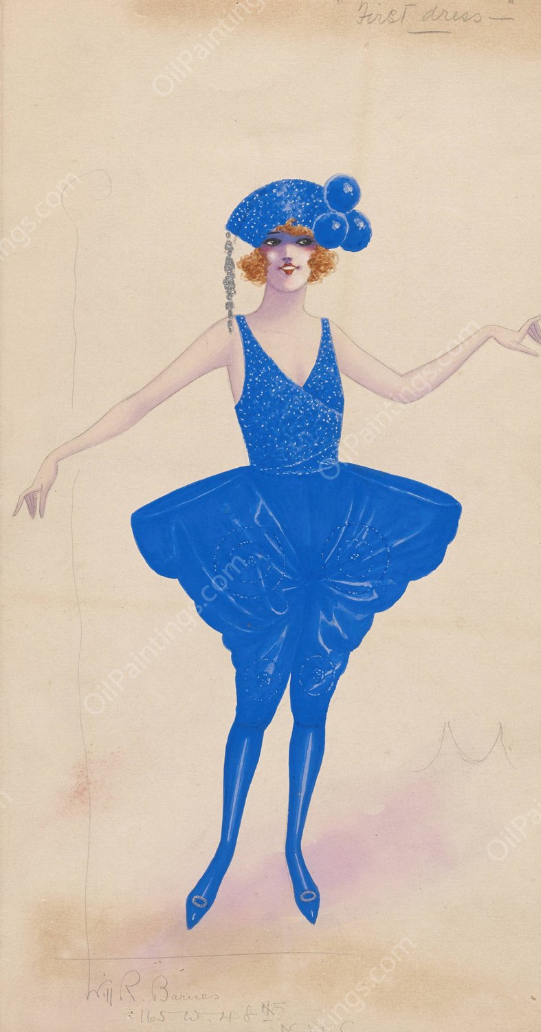 Girl in blue  by Will R. Barnes - Hand-Painted Oil Painting Reproduction