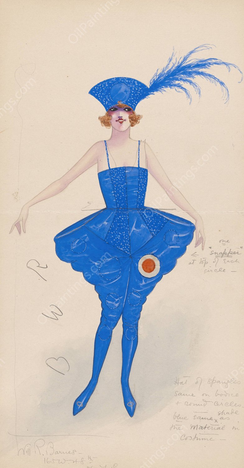 Girl in blue  by Will R. Barnes - Hand-Painted Oil Painting Reproduction