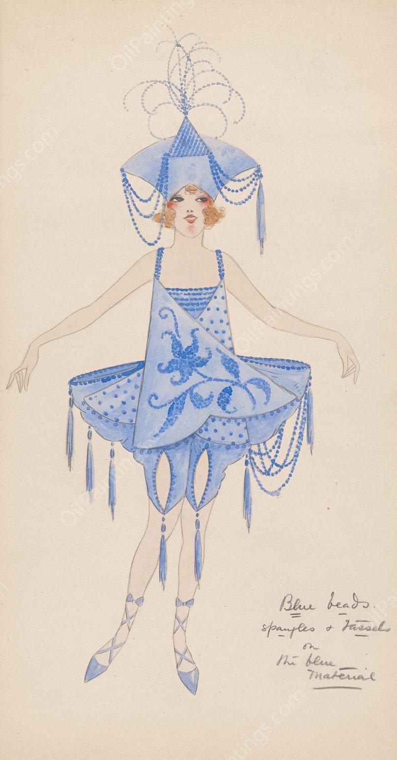 Girl in blue  by Will R. Barnes - Hand-Painted Oil Painting Reproduction