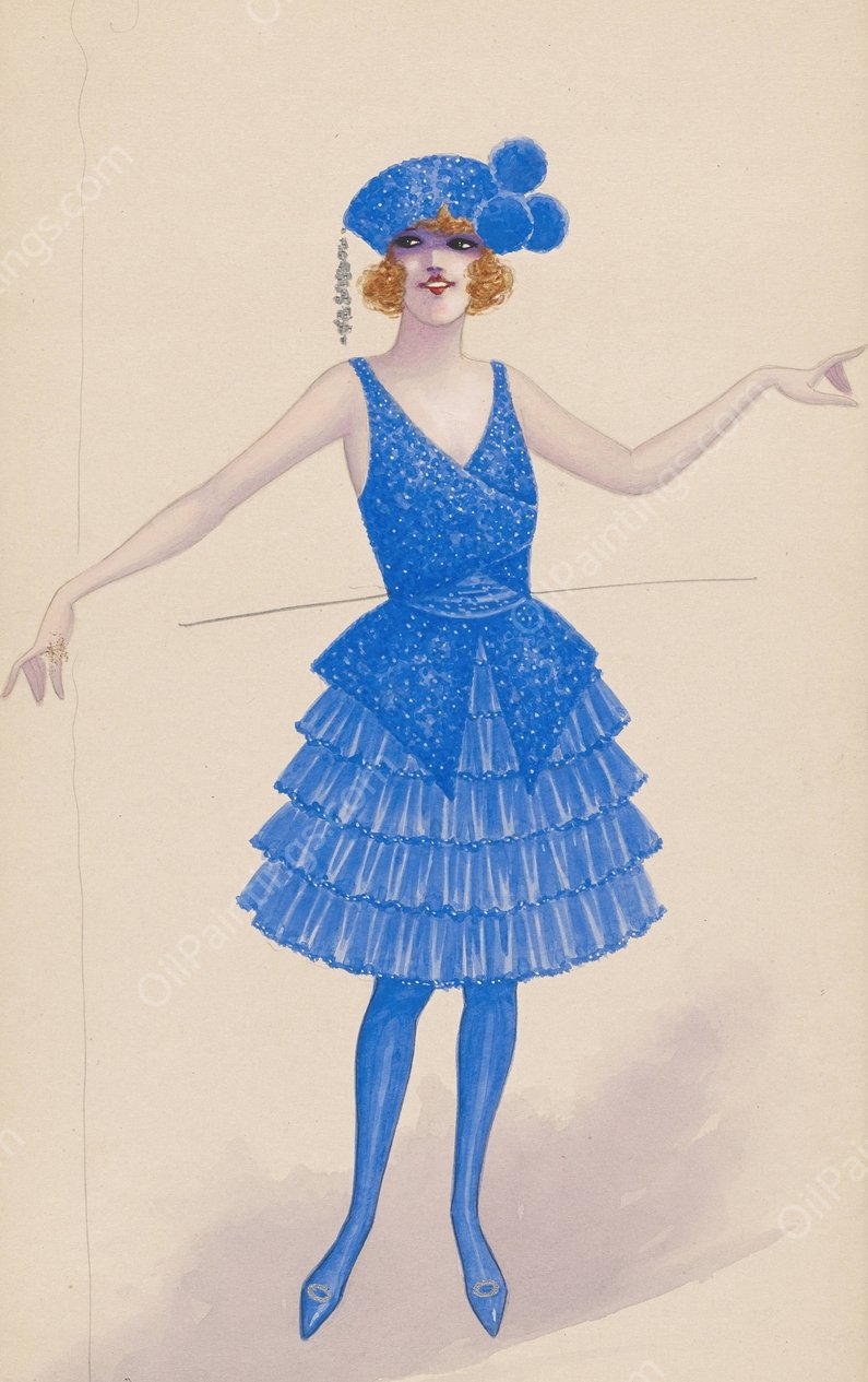 Girl in blue  by Will R. Barnes - Hand-Painted Oil Painting Reproduction