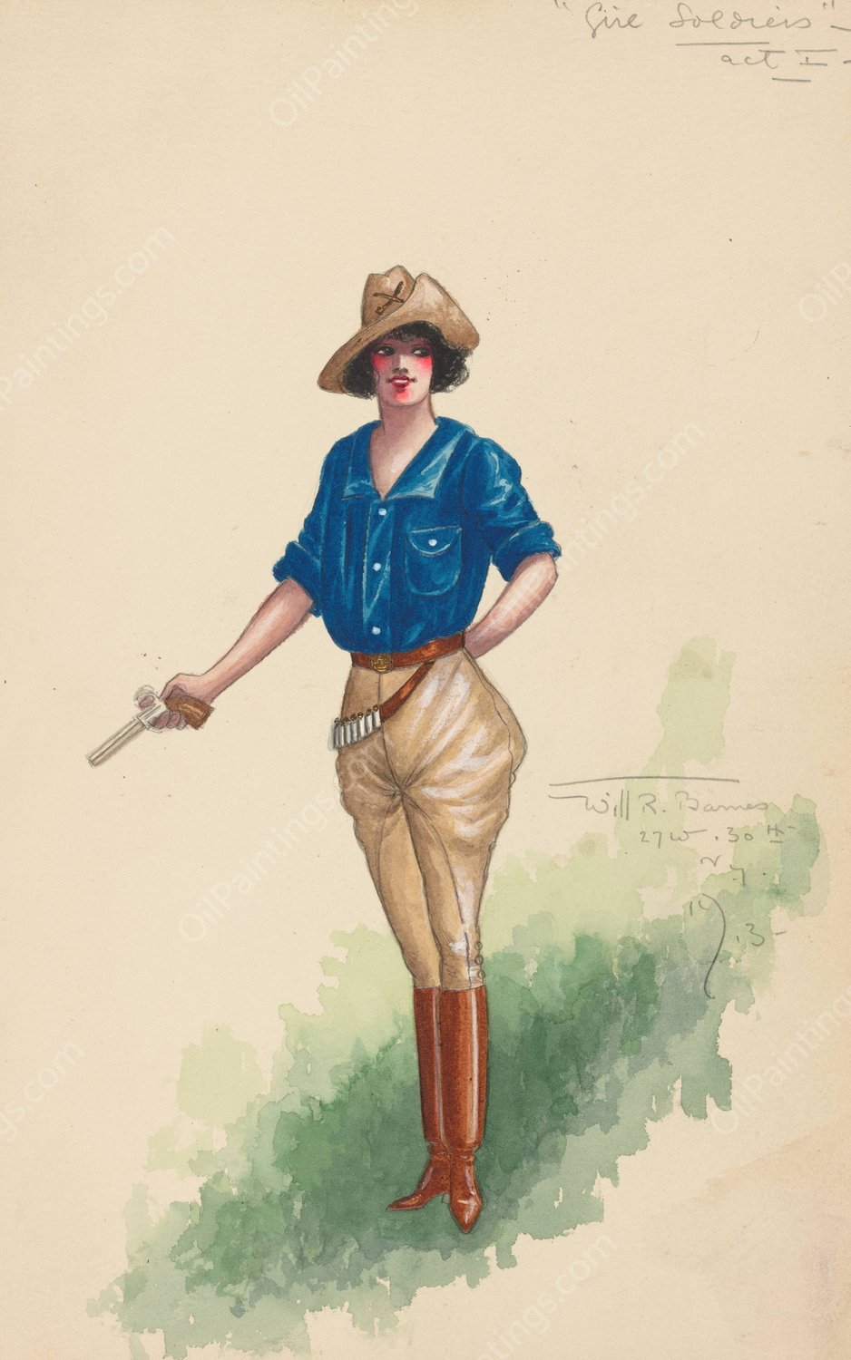 Girl Soldiers-Act I  by Will R. Barnes - Hand-Painted Oil Painting Reproduction