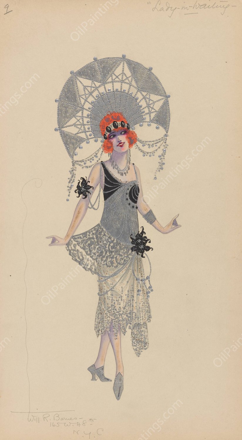 Lady-in-Waiting  by Will R. Barnes - Hand-Painted Oil Painting Reproduction