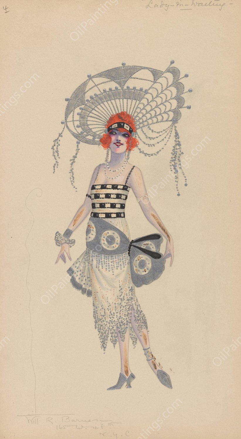 Lady-in-Waiting  by Will R. Barnes - Hand-Painted Oil Painting Reproduction