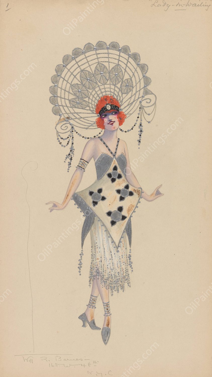 Lady-in-Waiting  by Will R. Barnes - Hand-Painted Oil Painting Reproduction