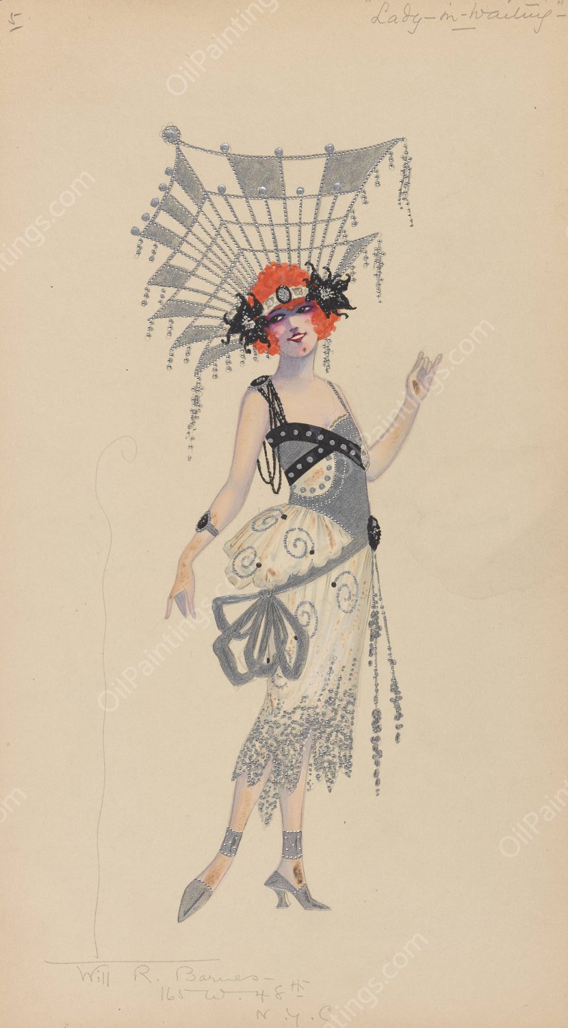 Lady-in-Waiting  by Will R. Barnes - Hand-Painted Oil Painting Reproduction