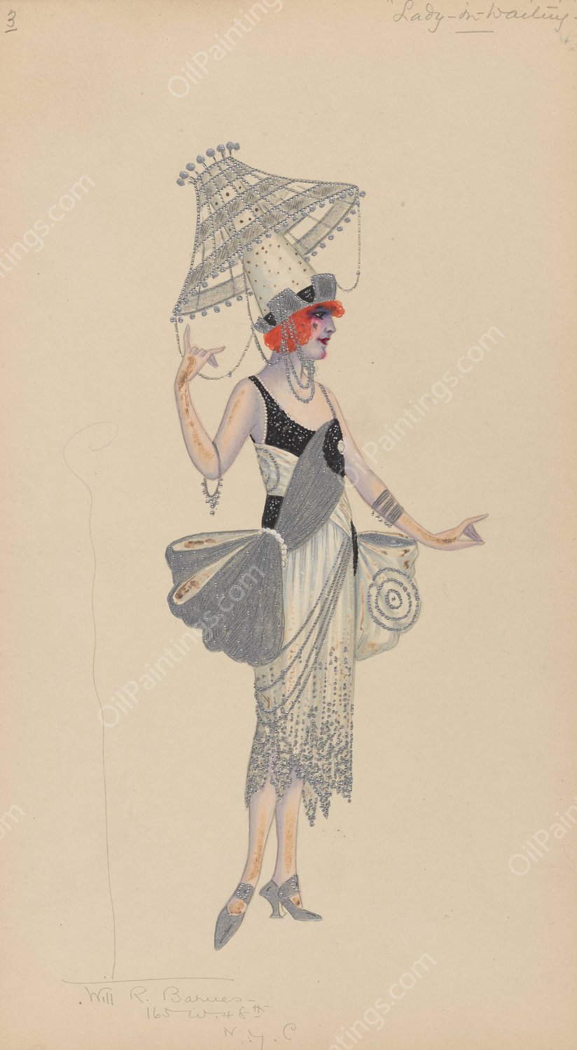 Lady-in-Waiting  by Will R. Barnes - Hand-Painted Oil Painting Reproduction