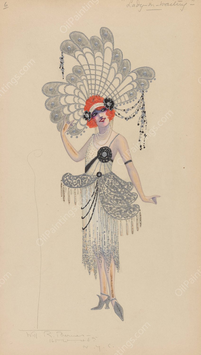 Lady-in-Waiting  by Will R. Barnes - Hand-Painted Oil Painting Reproduction