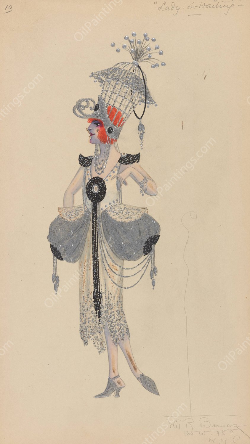 Lady-in-Waiting  by Will R. Barnes - Hand-Painted Oil Painting Reproduction