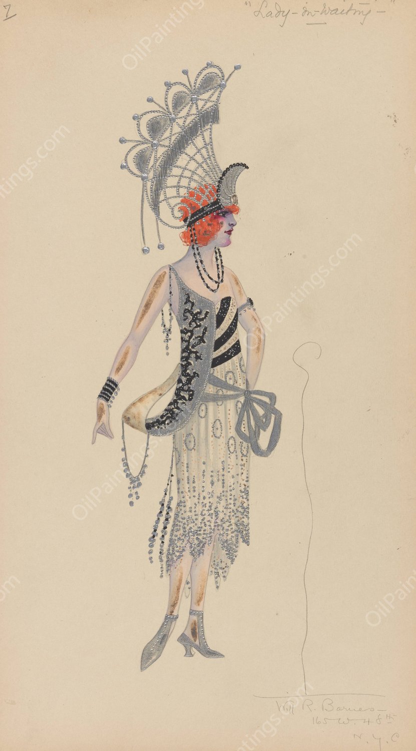 Lady-in-Waiting  by Will R. Barnes - Hand-Painted Oil Painting Reproduction