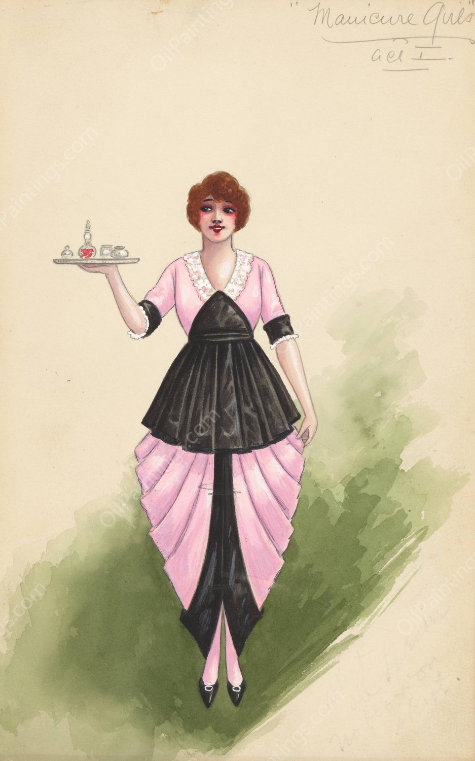 Manicure Girls Act I  by Will R. Barnes - Hand-Painted Oil Painting Reproduction