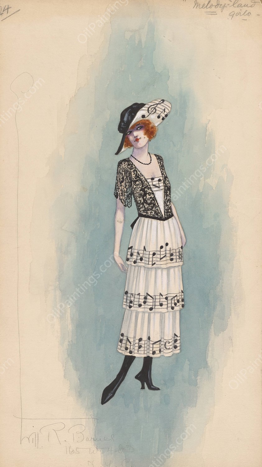 Melodyland-Girls  by Will R. Barnes - Hand-Painted Oil Painting Reproduction