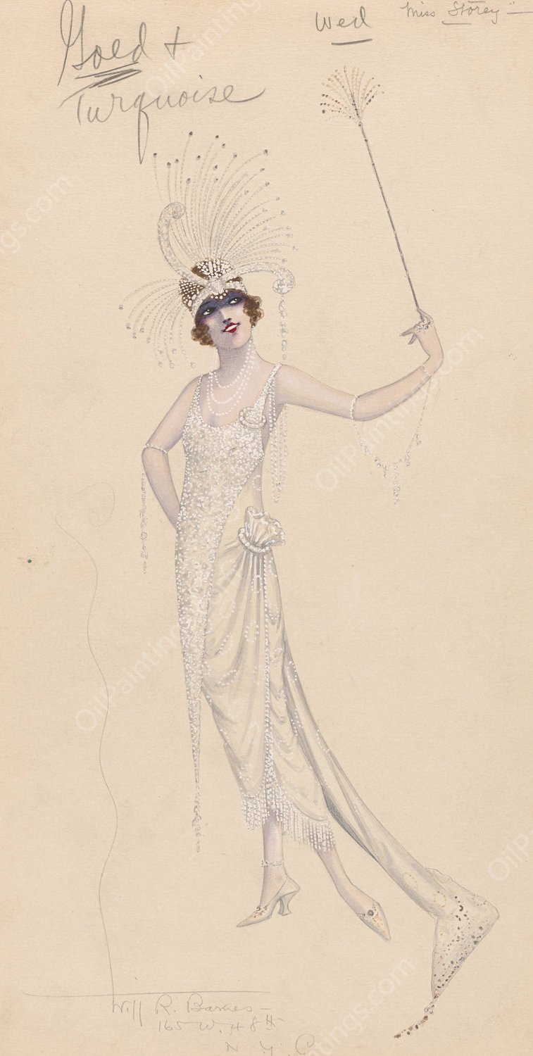 Miss Storey  by Will R. Barnes - Hand-Painted Oil Painting Reproduction