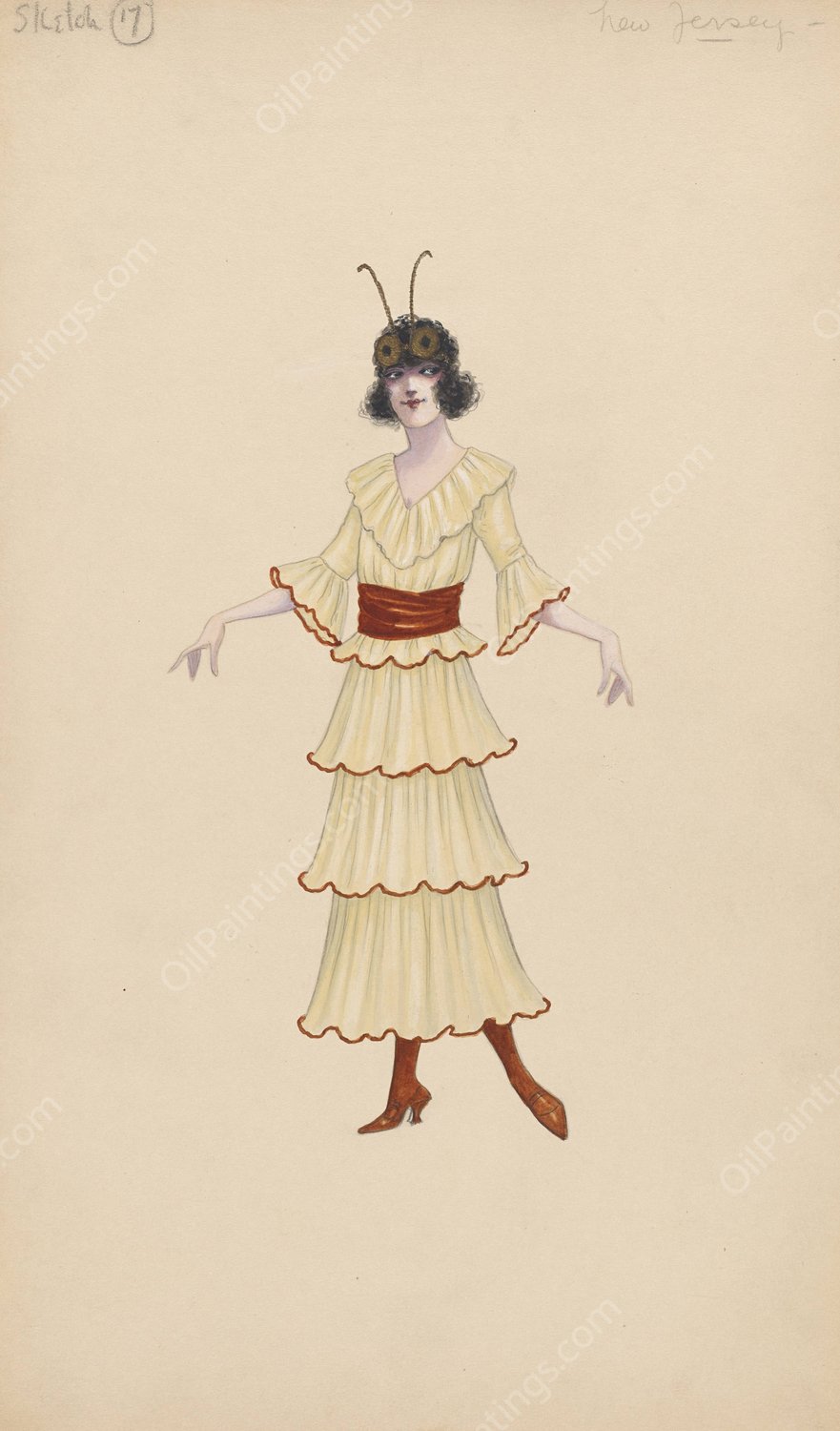 New Jersey-Sketch 17  by Will R. Barnes - Hand-Painted Oil Painting Reproduction