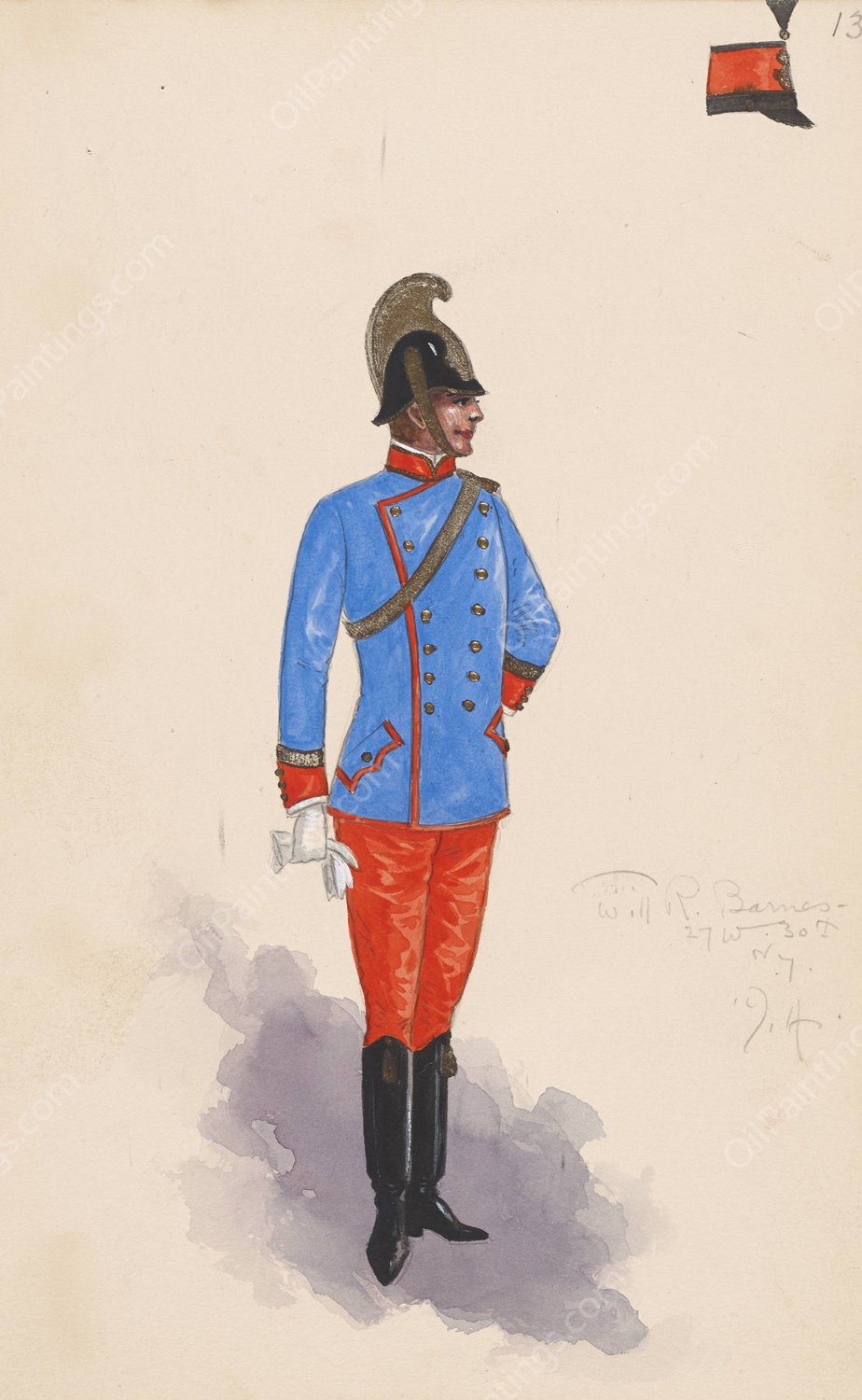 Officer costume, 131  by Will R. Barnes - Hand-Painted Oil Painting Reproduction