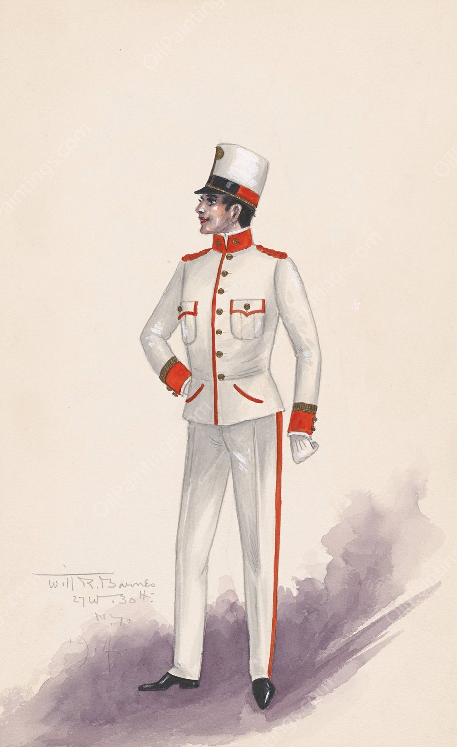 Officer costume 3  by Will R. Barnes - Hand-Painted Oil Painting Reproduction