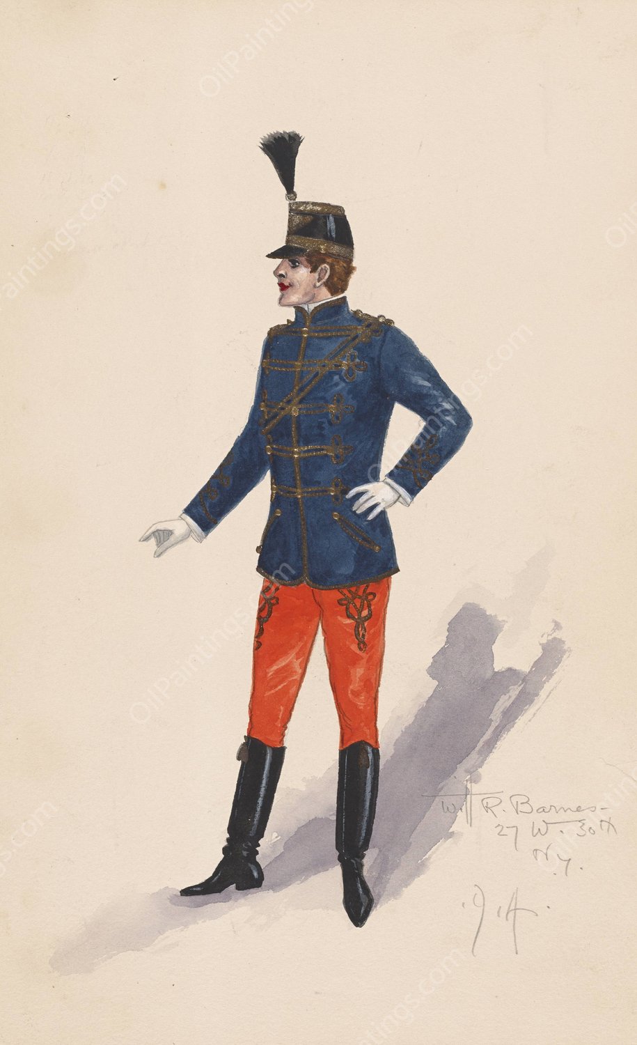 Officer costume  by Will R. Barnes - Hand-Painted Oil Painting Reproduction