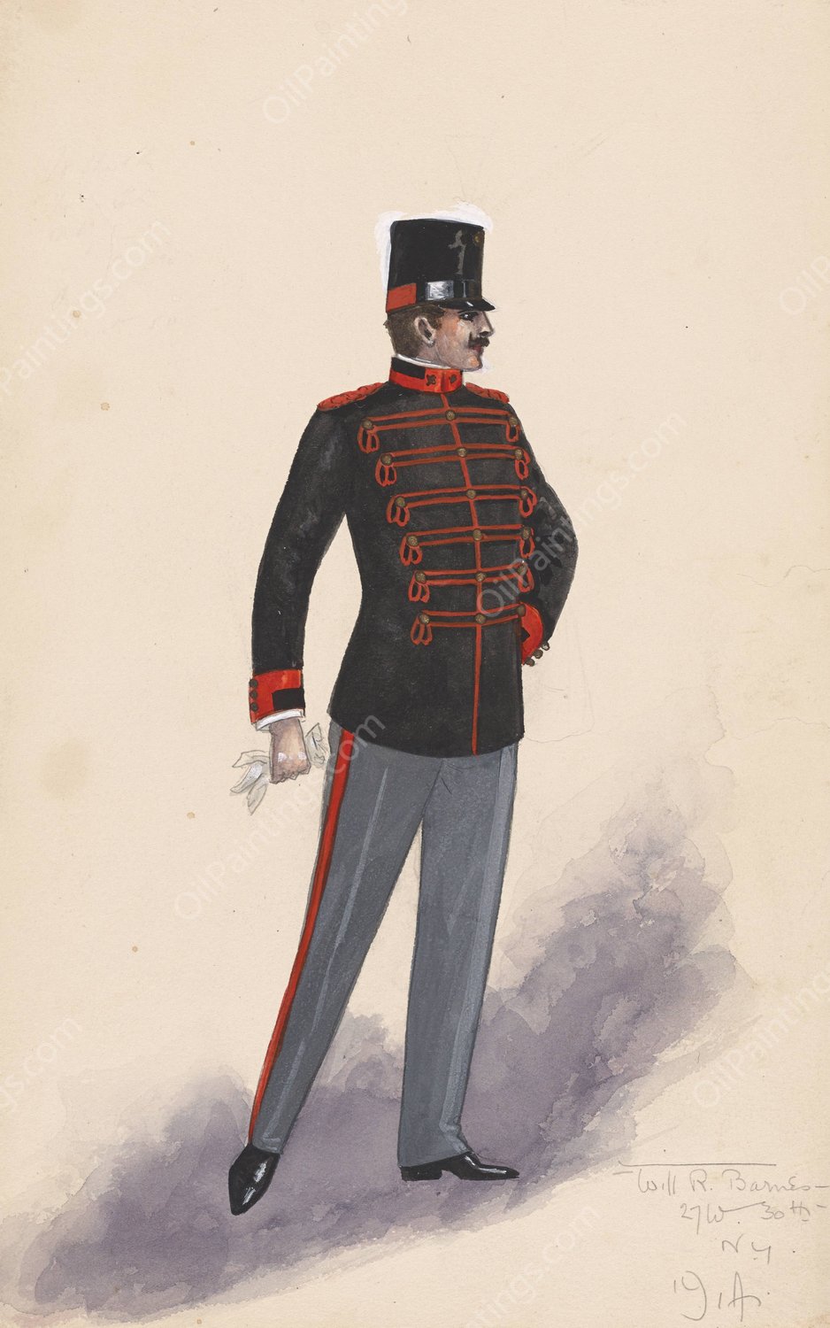 Officer costume  by Will R. Barnes - Hand-Painted Oil Painting Reproduction