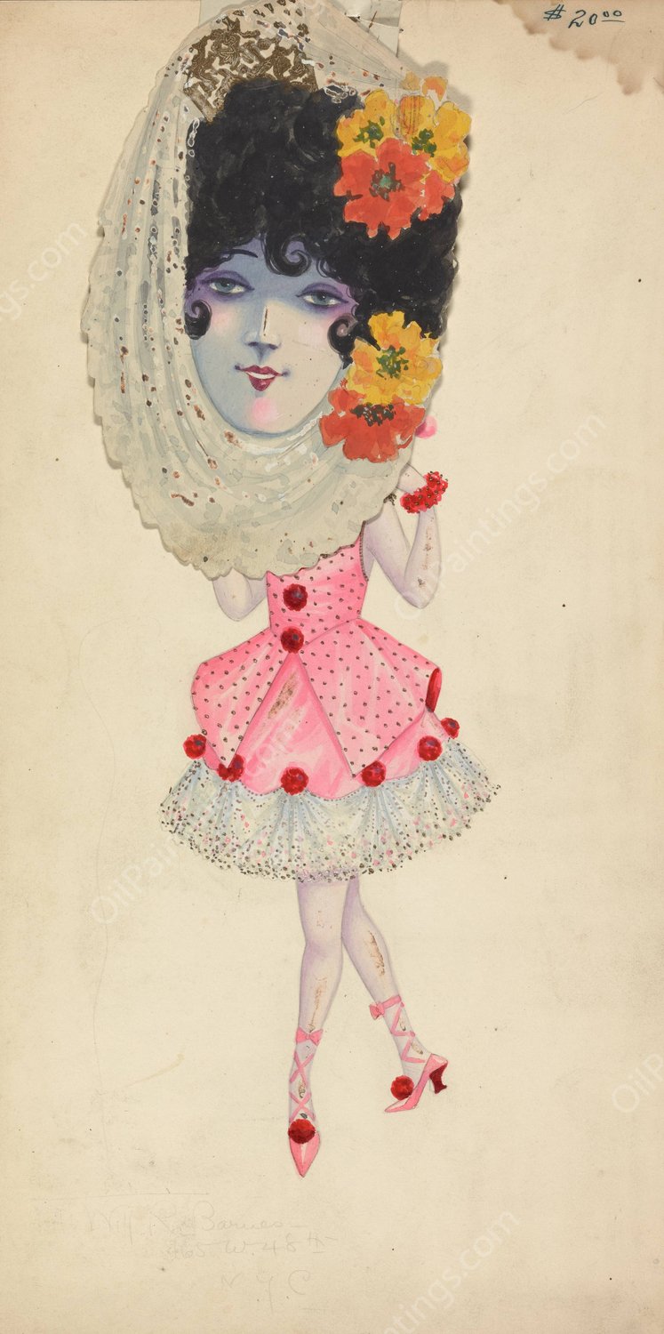 Party mask  by Will R. Barnes - Hand-Painted Oil Painting Reproduction