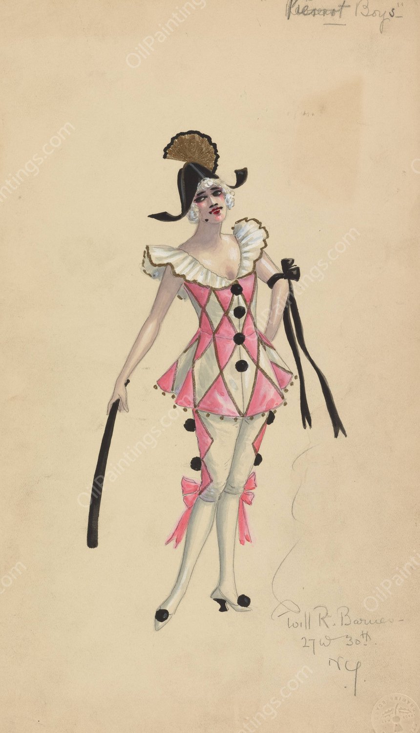 Pierrot Boys  by Will R. Barnes - Hand-Painted Oil Painting Reproduction