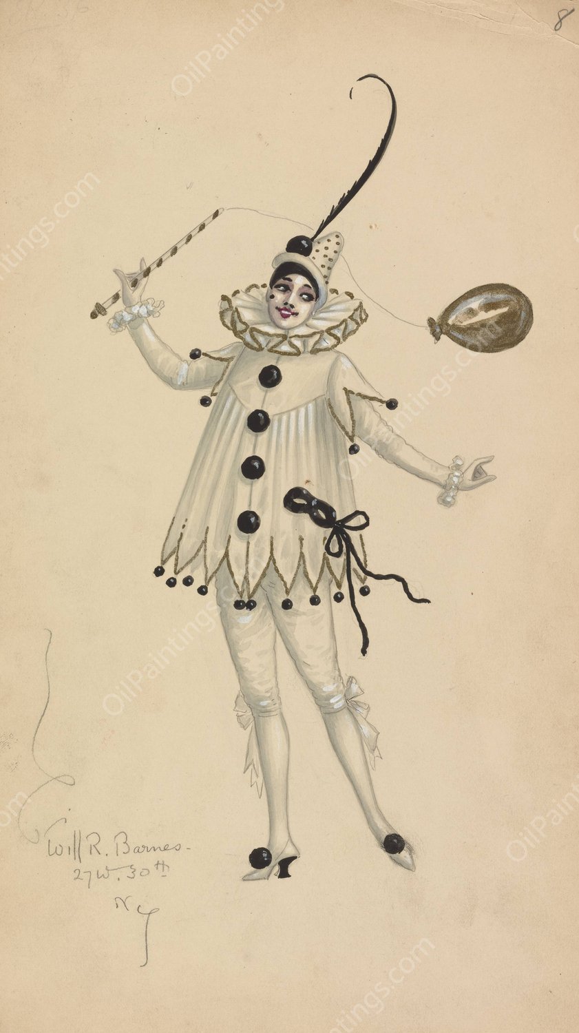 Pierrot  by Will R. Barnes - Hand-Painted Oil Painting Reproduction