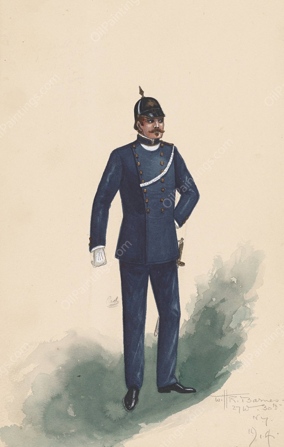 Police; Act II  by Will R. Barnes - Hand-Painted Oil Painting Reproduction