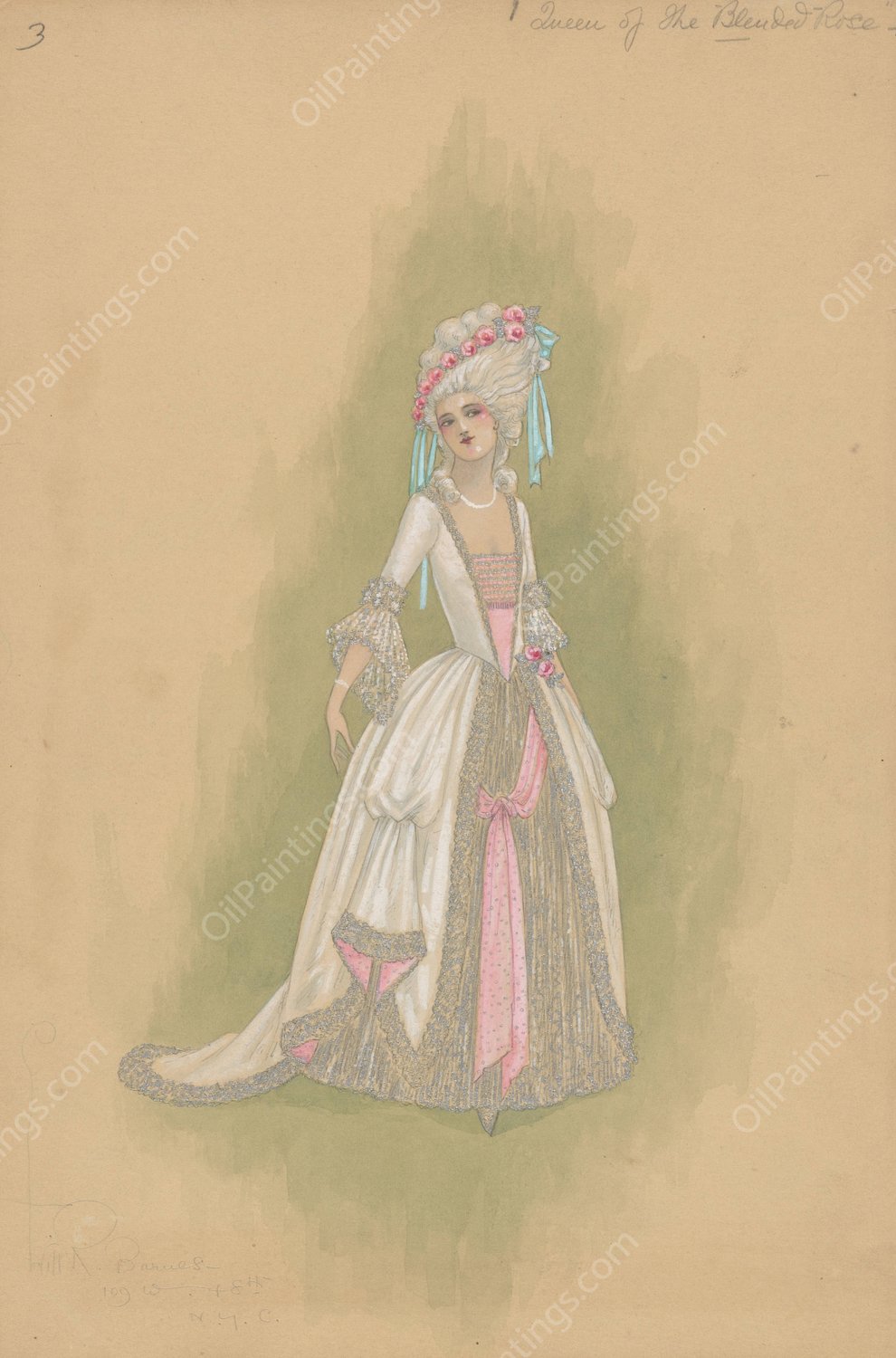 Queen of the Blended Rose  by Will R. Barnes - Hand-Painted Oil Painting Reproduction