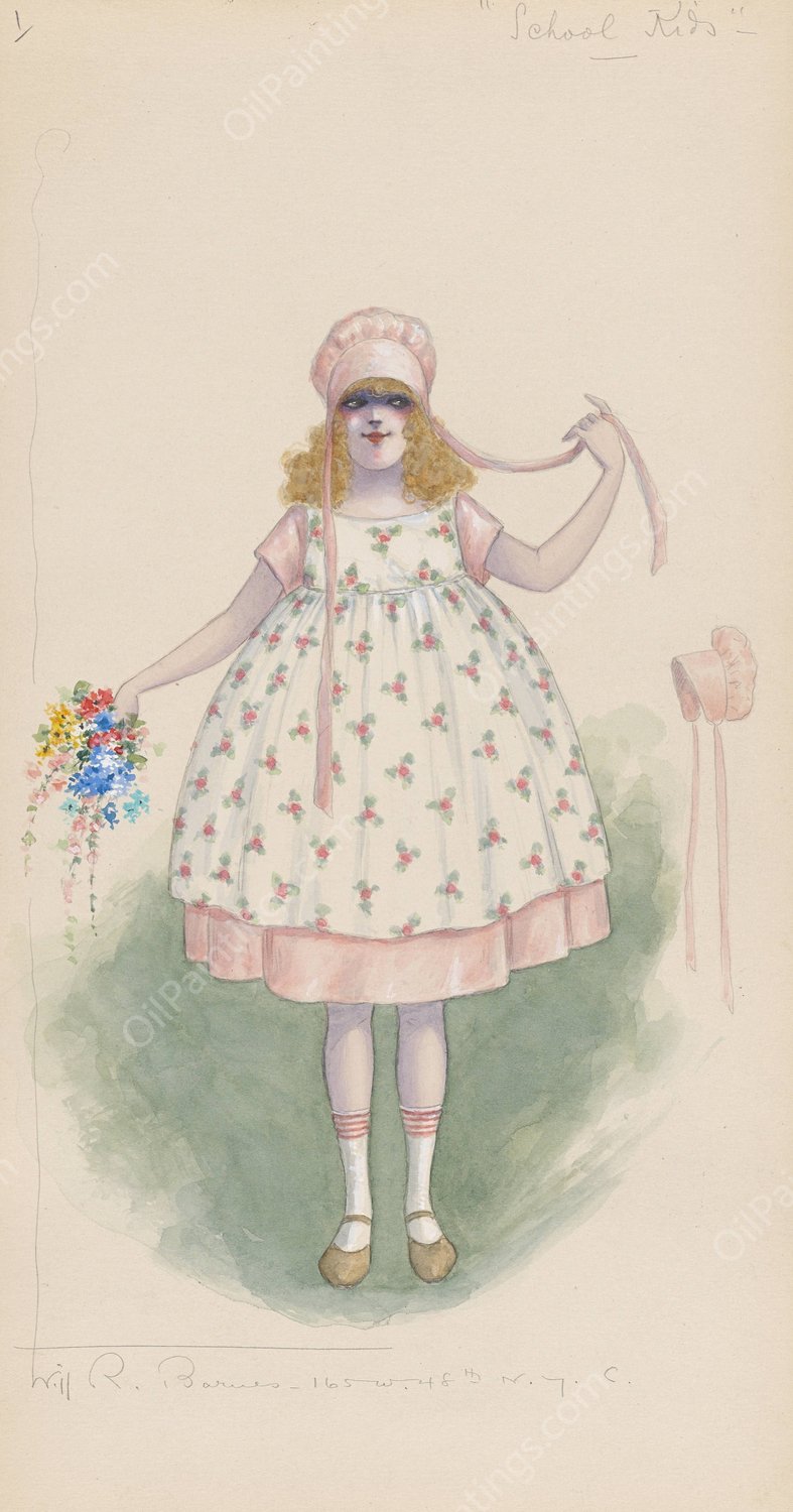 School Kid-1  by Will R. Barnes - Hand-Painted Oil Painting Reproduction