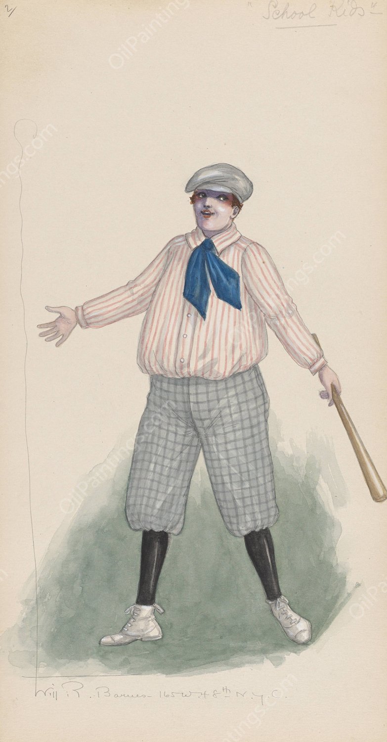 School Kid-2  by Will R. Barnes - Hand-Painted Oil Painting Reproduction