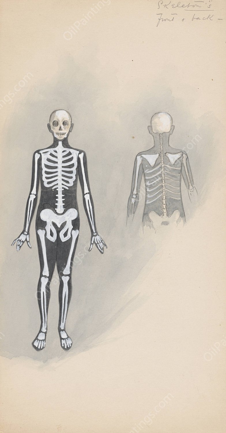 Skeletons - front and back  by Will R. Barnes - Hand-Painted Oil Painting Reproduction