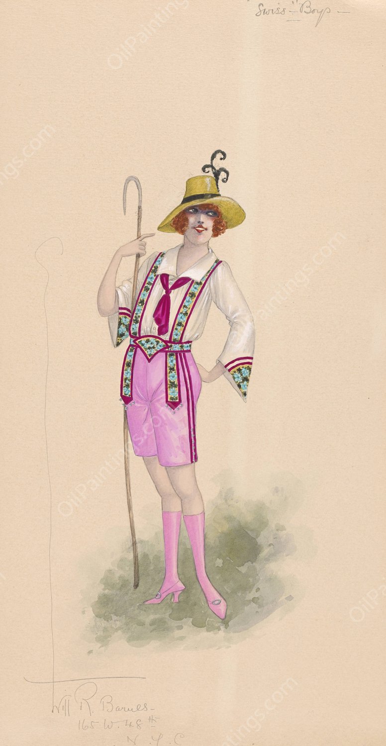 Swiss Boys  by Will R. Barnes - Hand-Painted Oil Painting Reproduction