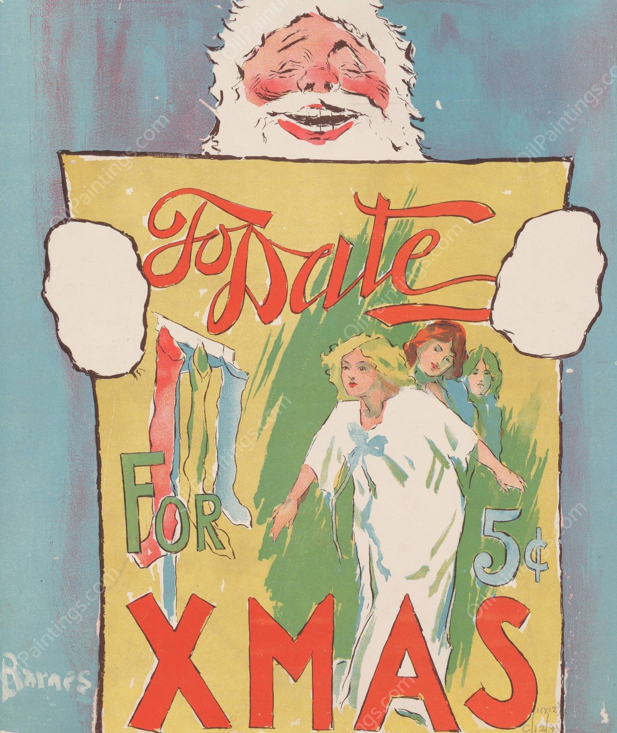 To Date for Xmas  by Will R. Barnes - Hand-Painted Oil Painting Reproduction