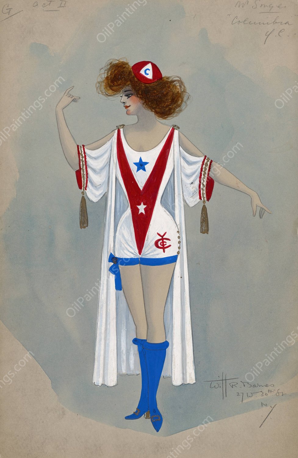 W. Singer-Columbia Y.C.  by Will R. Barnes - Hand-Painted Oil Painting Reproduction