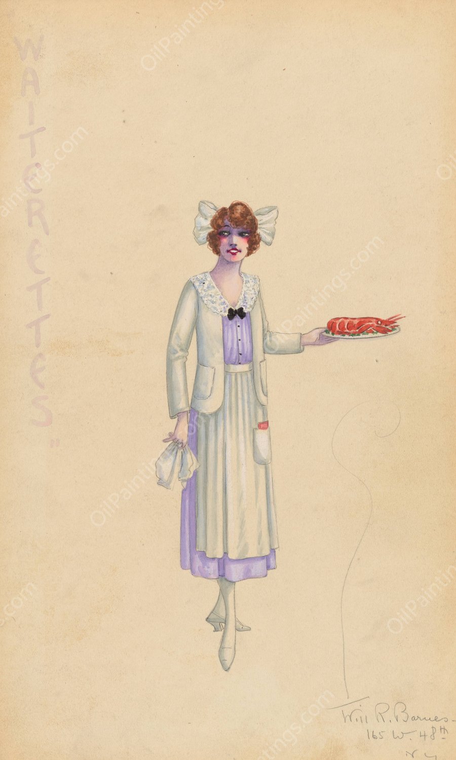 Waiterettes  by Will R. Barnes - Hand-Painted Oil Painting Reproduction