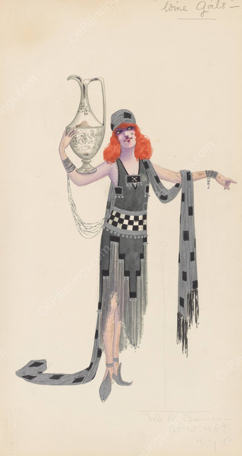 Wine Girls  by Will R. Barnes - Hand-Painted Oil Painting Reproduction