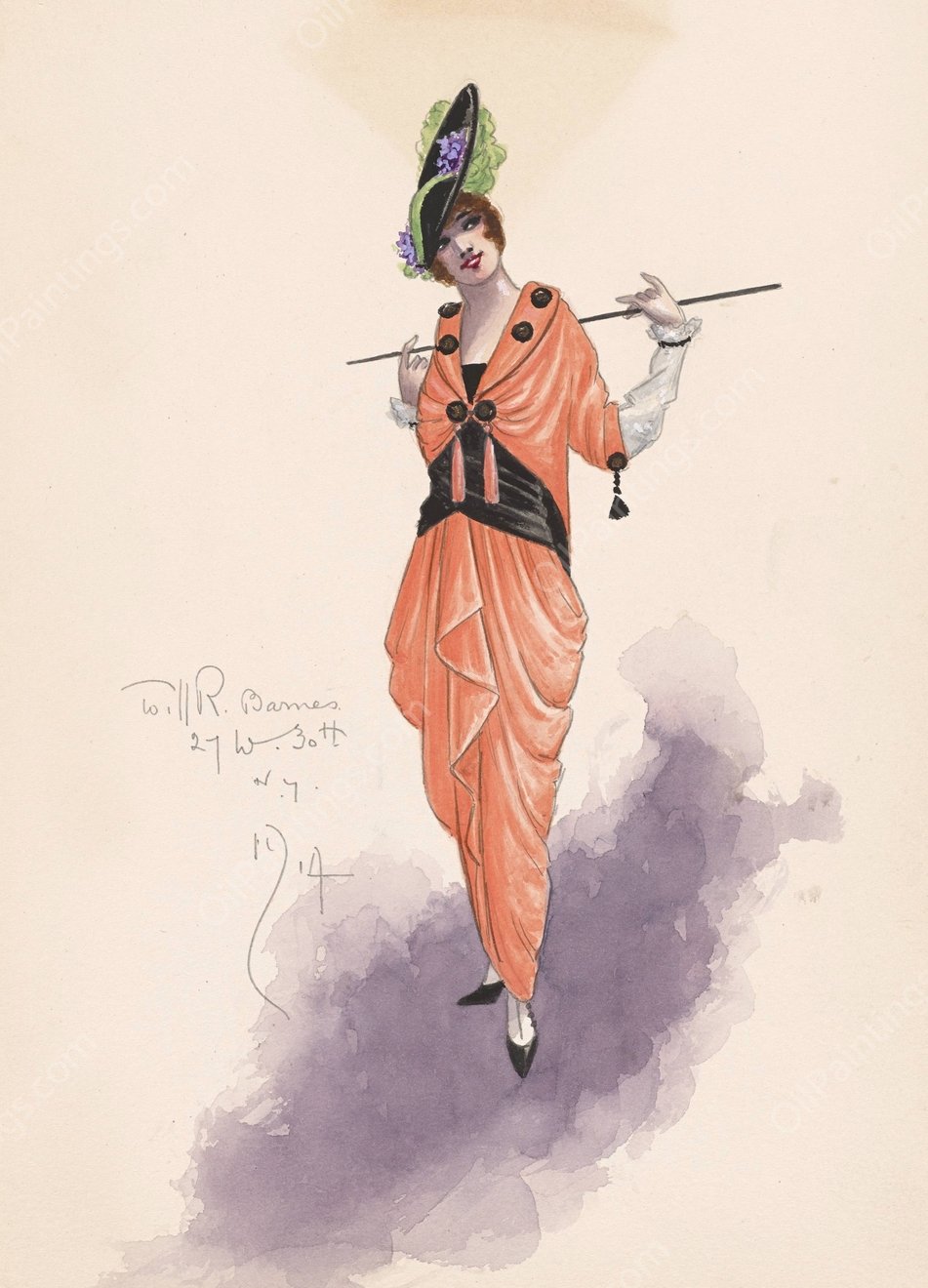 Woman's costume  by Will R. Barnes - Hand-Painted Oil Painting Reproduction