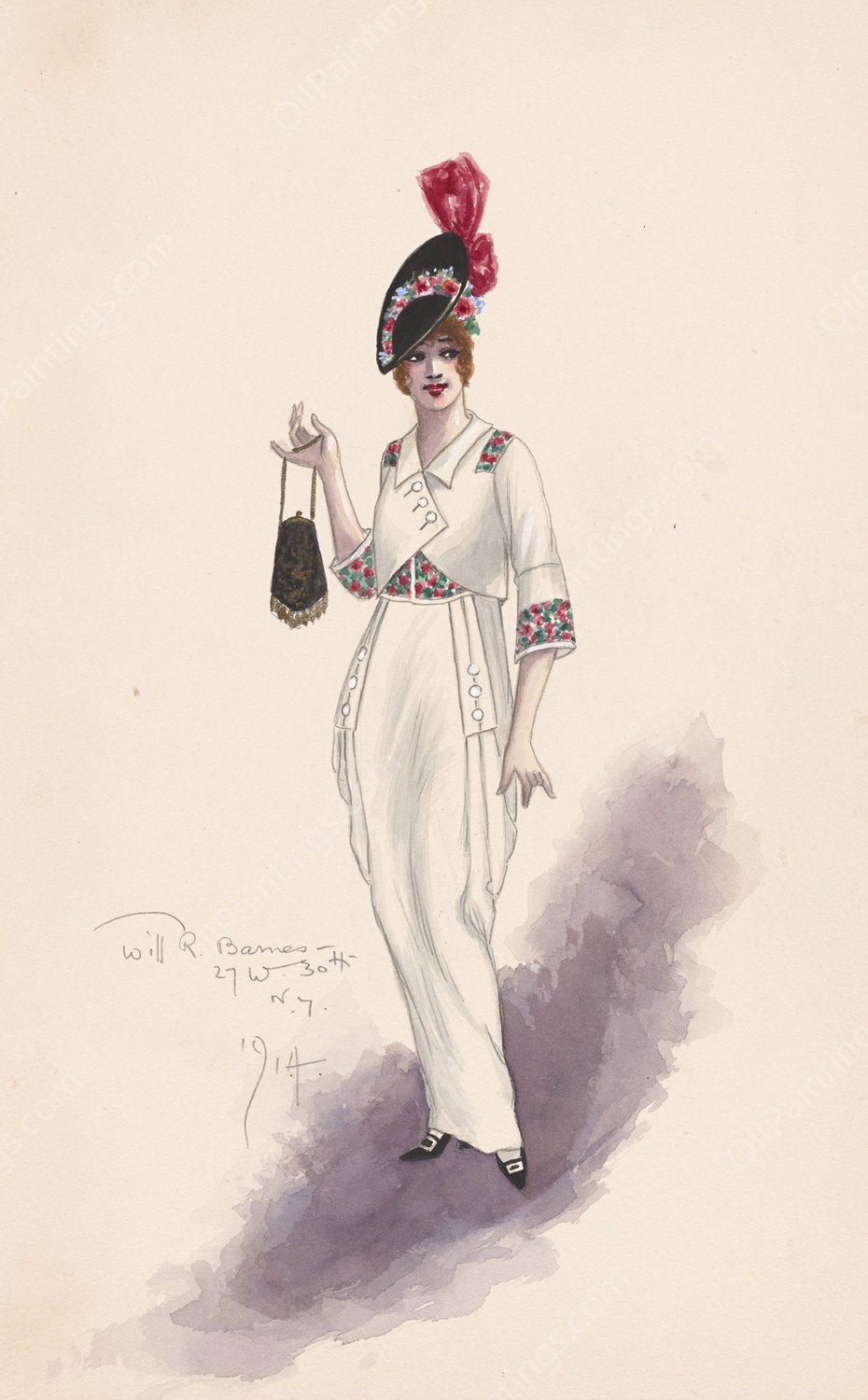 Woman's costume  by Will R. Barnes - Hand-Painted Oil Painting Reproduction