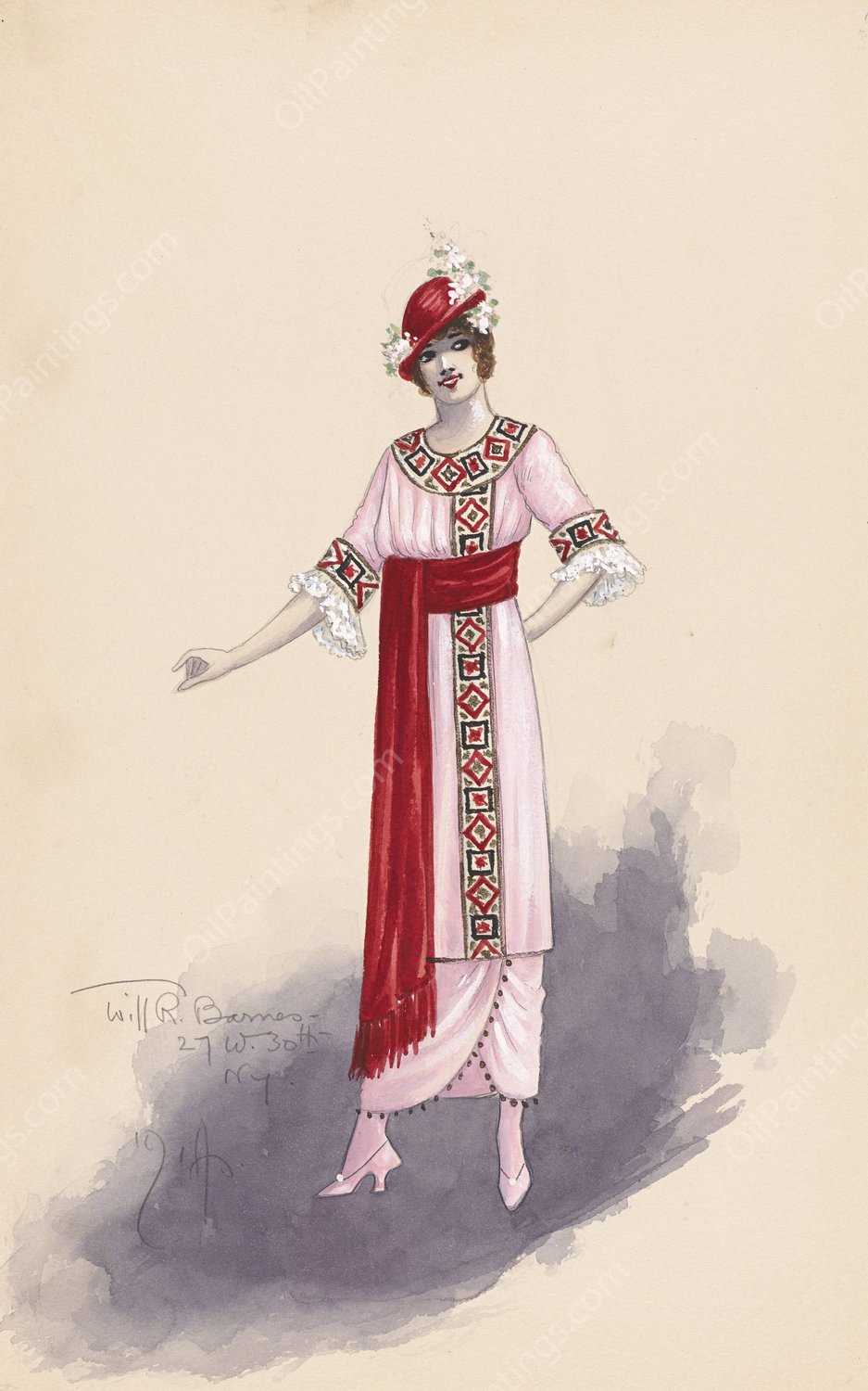 Woman's costume  by Will R. Barnes - Hand-Painted Oil Painting Reproduction