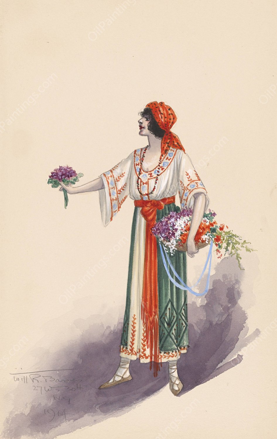 Woman's costume  by Will R. Barnes - Hand-Painted Oil Painting Reproduction