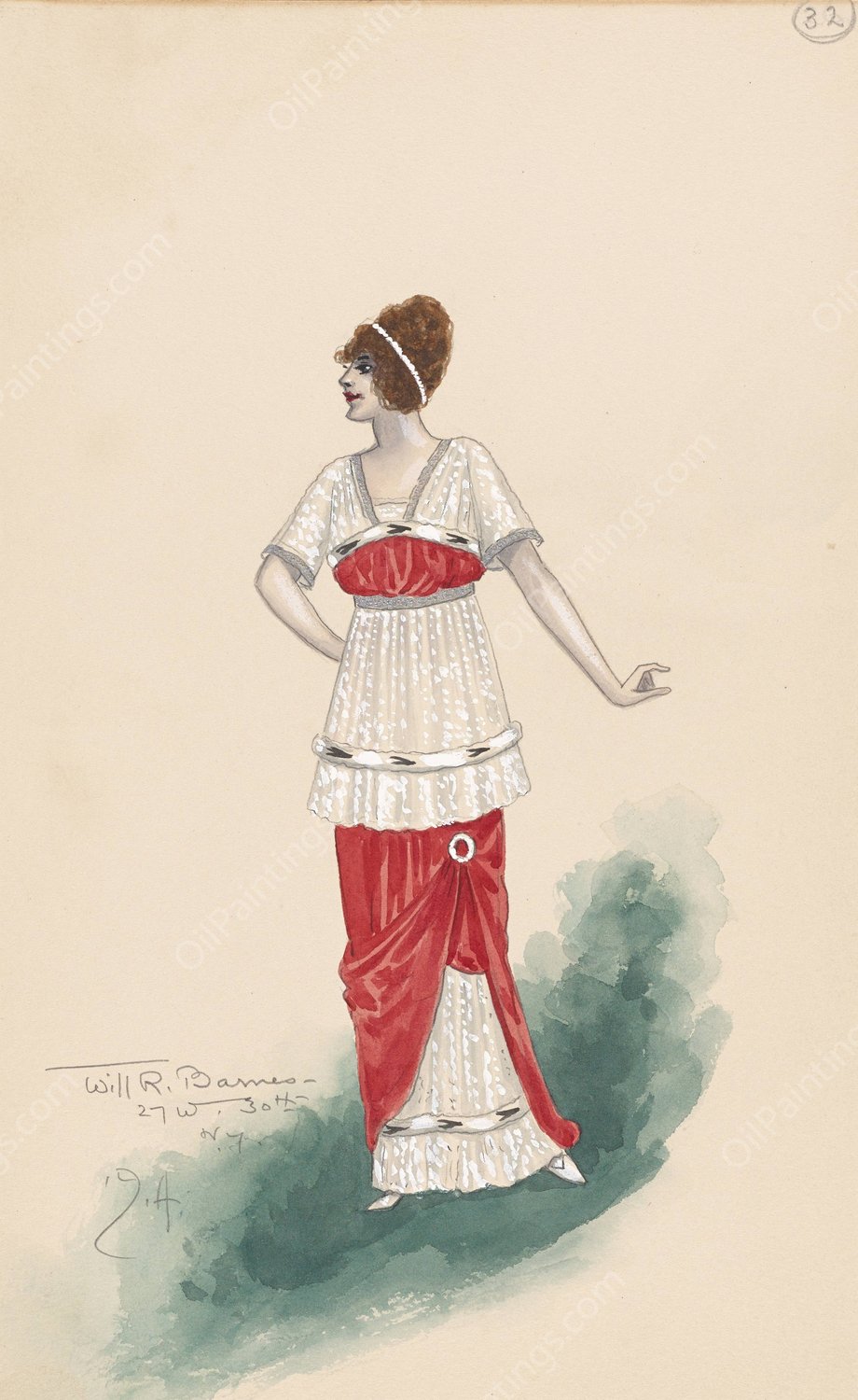 Woman's costume  by Will R. Barnes - Hand-Painted Oil Painting Reproduction