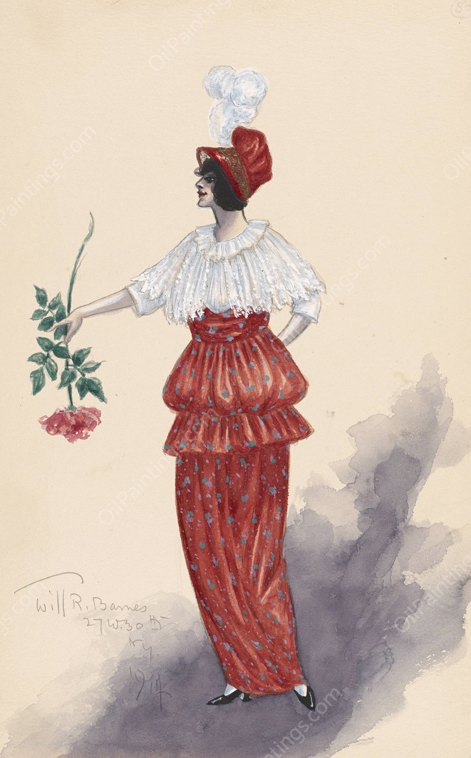 Woman's costume  by Will R. Barnes - Hand-Painted Oil Painting Reproduction