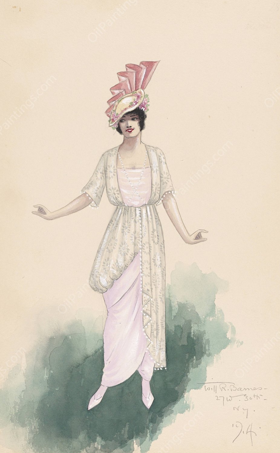 Woman's costume  by Will R. Barnes - Hand-Painted Oil Painting Reproduction