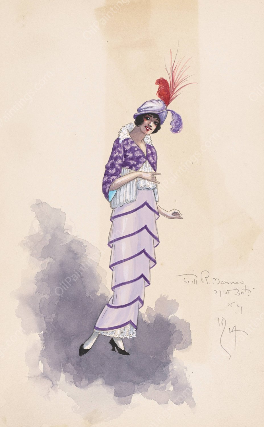 Woman's costume  by Will R. Barnes - Hand-Painted Oil Painting Reproduction