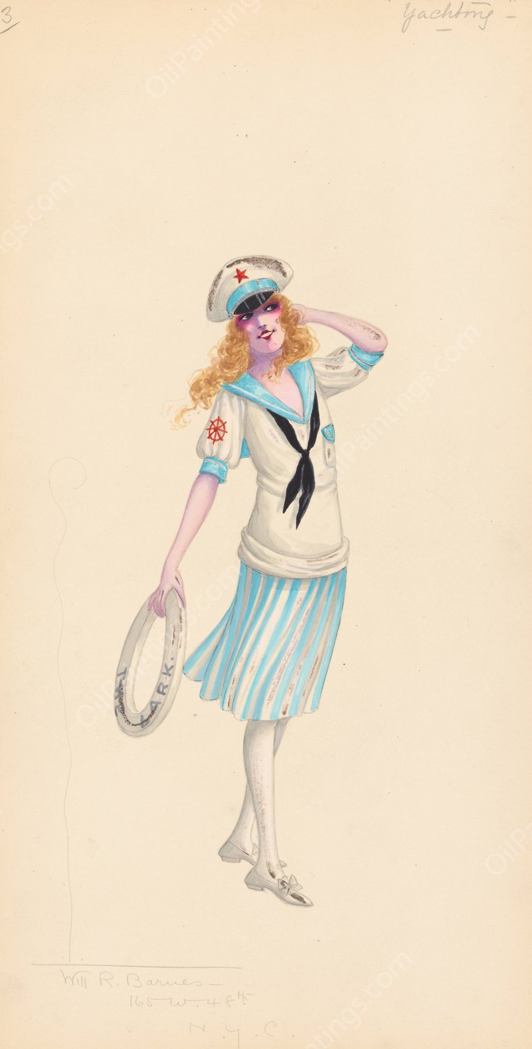 Yachting, 3  by Will R. Barnes - Hand-Painted Oil Painting Reproduction