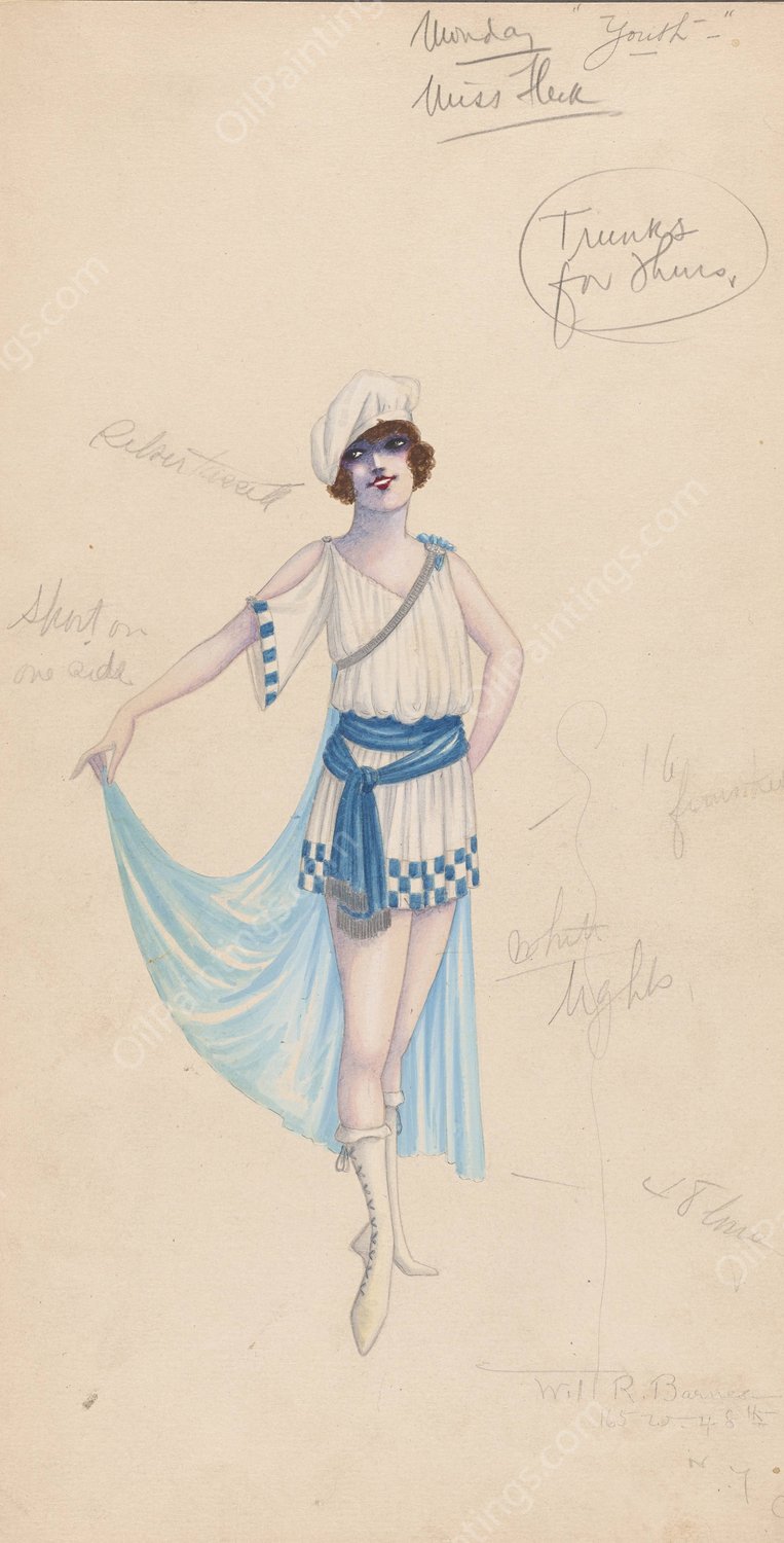 Youth-Miss Fleck  by Will R. Barnes - Hand-Painted Oil Painting Reproduction