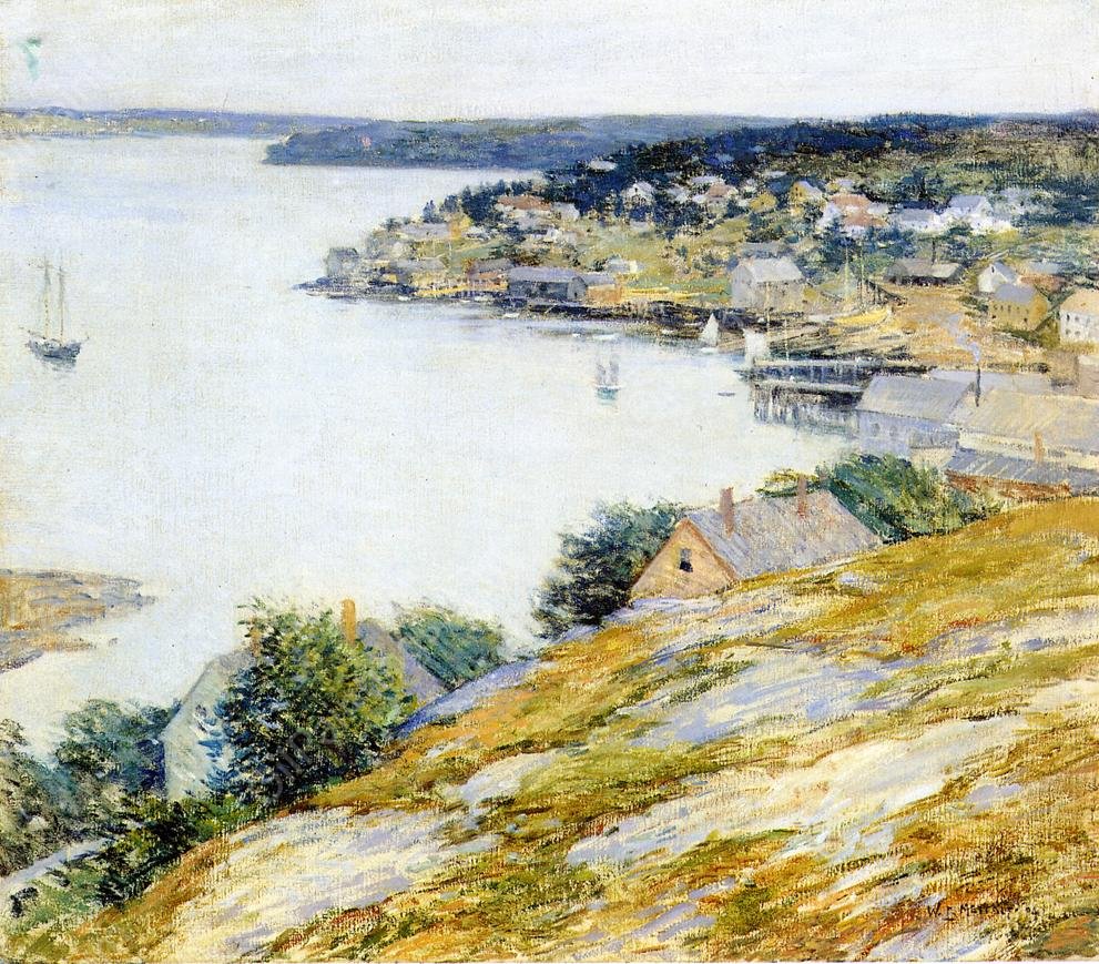 East Boothbay Harbor by Willard Leroy Metcalf - Hand-Painted Oil Painting Reproduction