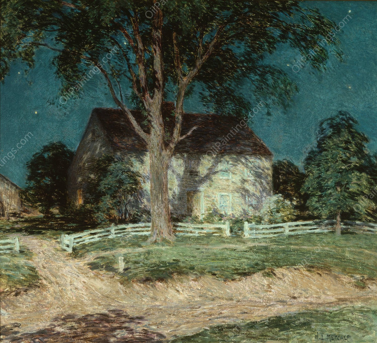 Old Homestead Connecticut  by Willard Leroy Metcalf - Hand-Painted Oil Painting Reproduction