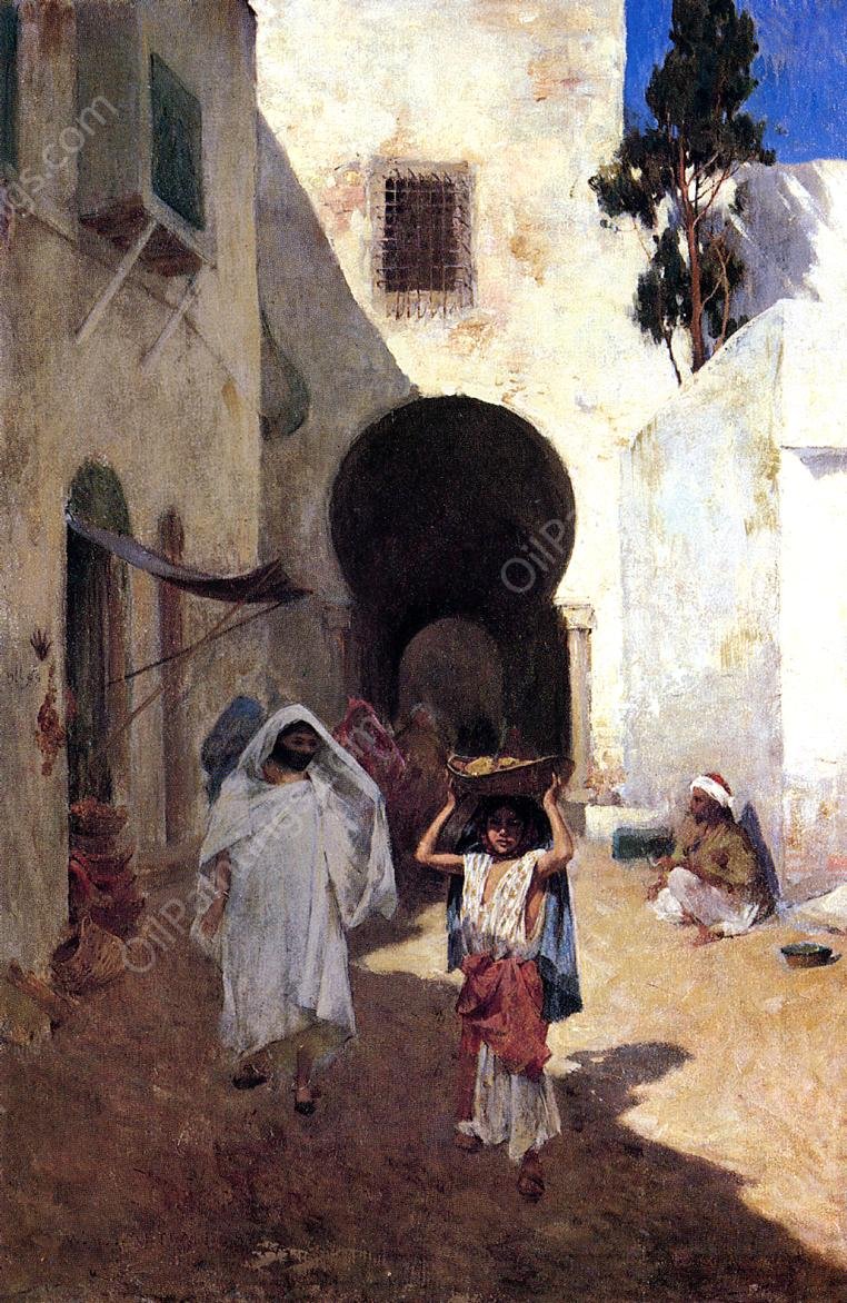 Street Scene, Tangiers by Willard Leroy Metcalf - Hand-Painted Oil Painting Reproduction