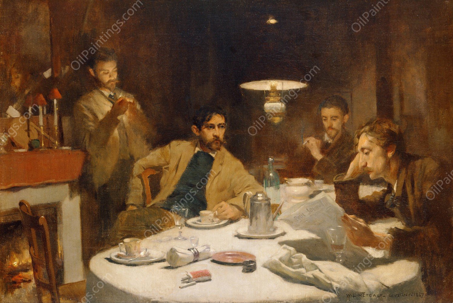 The Ten Cent Breakfast by Willard Leroy Metcalf - Hand-Painted Oil Painting Reproduction