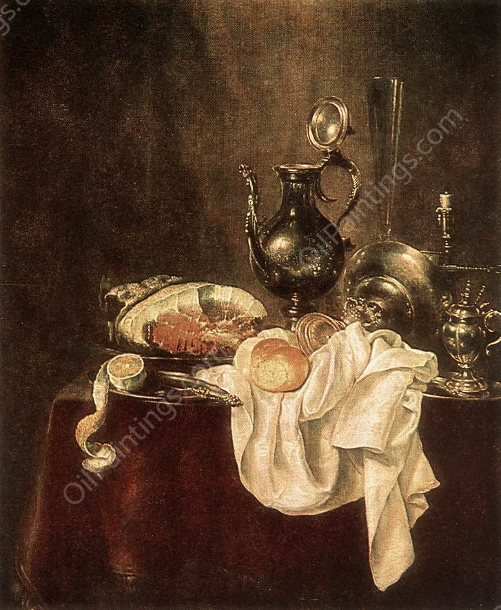 Ham and Silverware by Willem Claesz Heda - Hand-Painted Oil Painting Reproduction